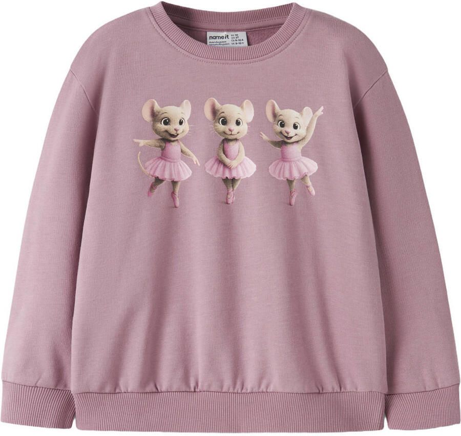 NAME IT MINI sweater met print oudroze Printopdruk