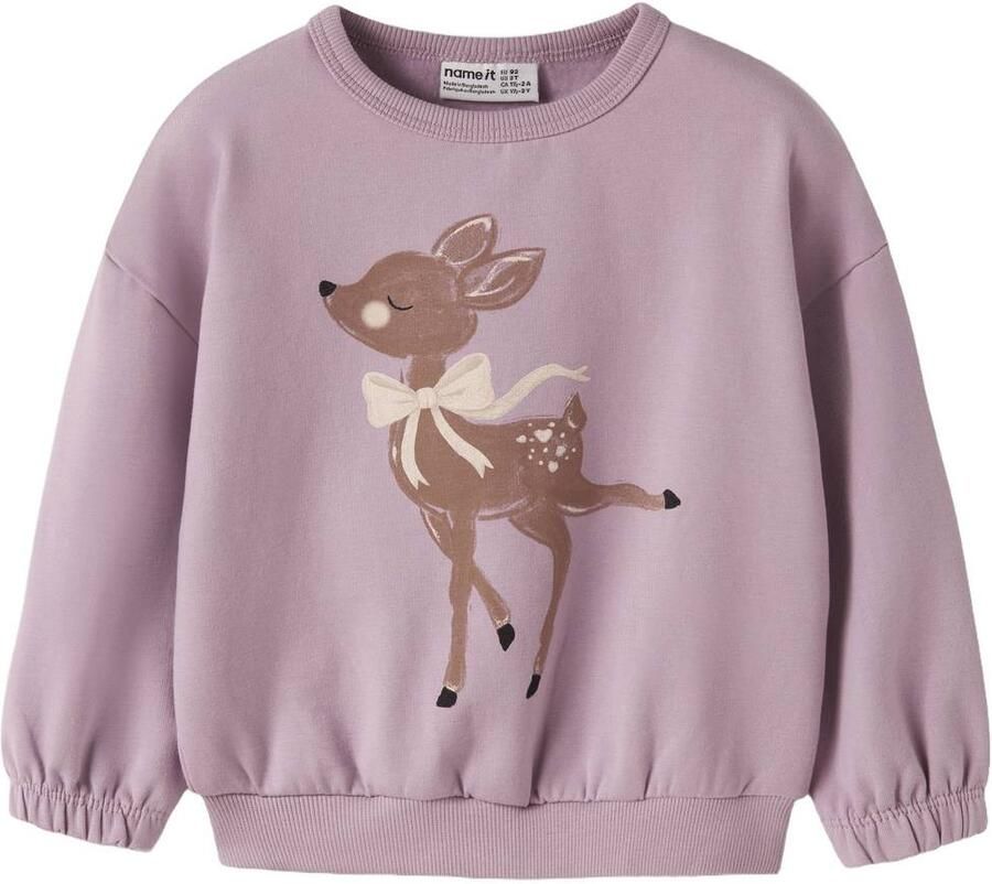 NAME IT MINI sweater met print roze Printopdruk