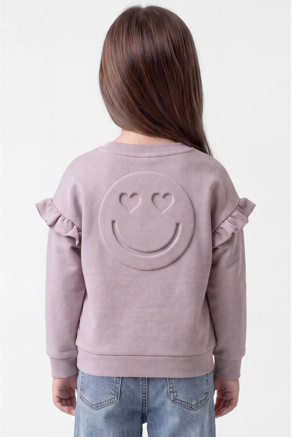 NAME IT MINI sweater met ruches en tekst paars Tekst - Foto 2