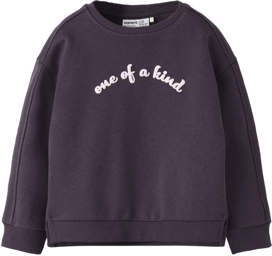 NAME IT MINI sweater met split donkerpaars