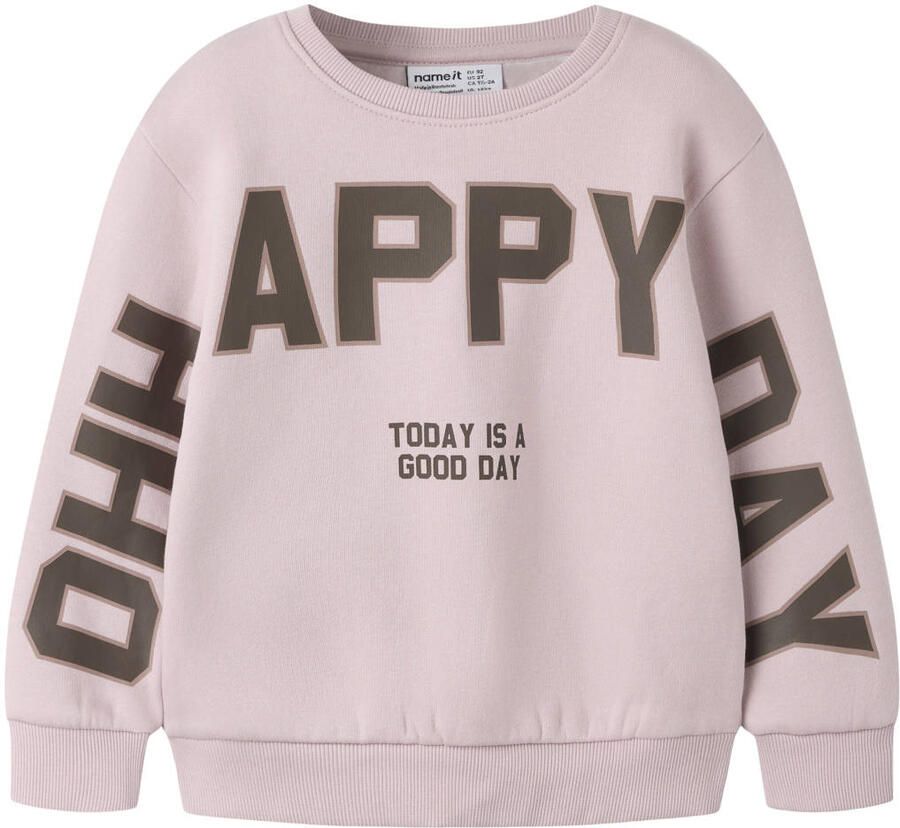 NAME IT MINI sweater met tekst lichtroze