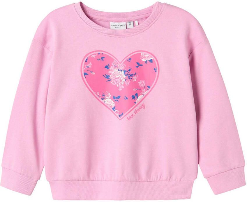 Name it MINI sweater met printopdruk roze Printopdruk 104