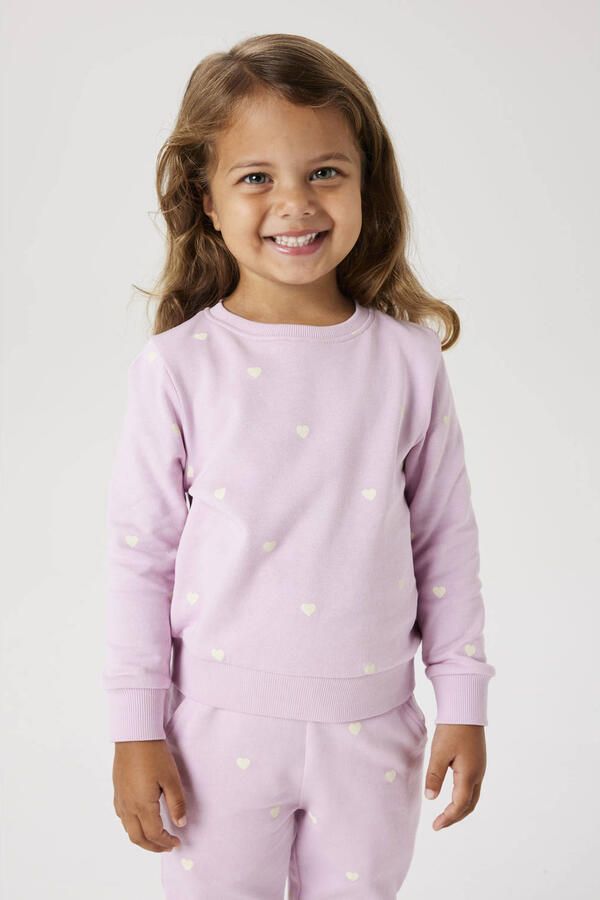 Name It Sweatshirt NMFVALBA – Sweater met hartjes-alloverprint en ribboorden - Foto 1