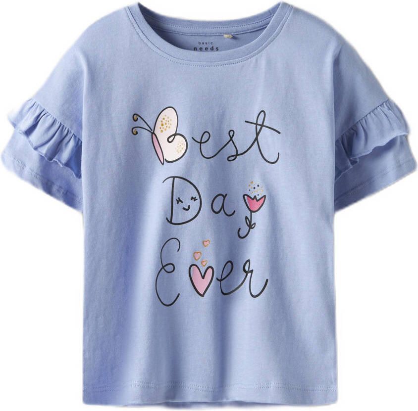 NAME IT MINI T-shirt NMFVILENA set van 2 blauw wit - Foto 2