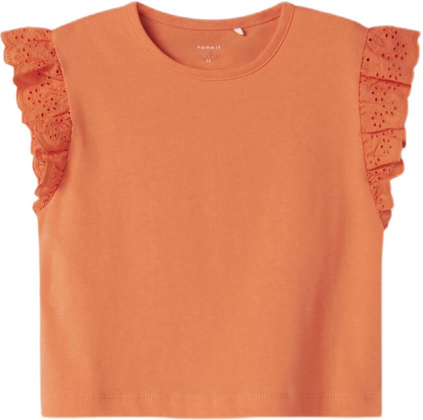 NAME IT MINI T-shirt oranje broderie