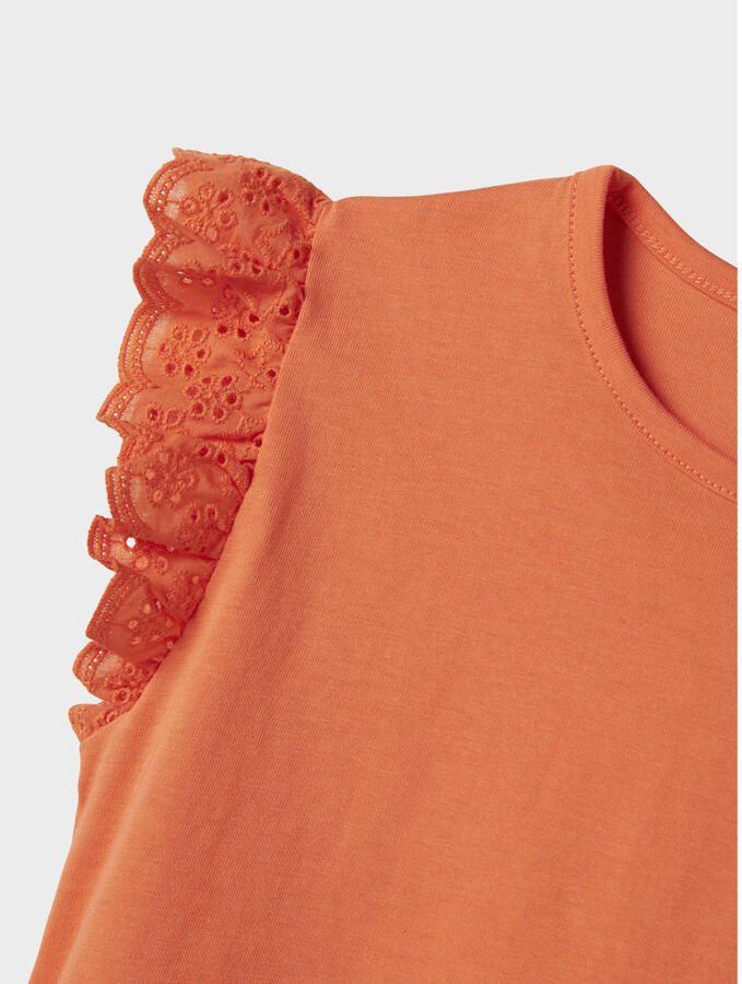 NAME IT MINI T-shirt oranje broderie - Foto 2
