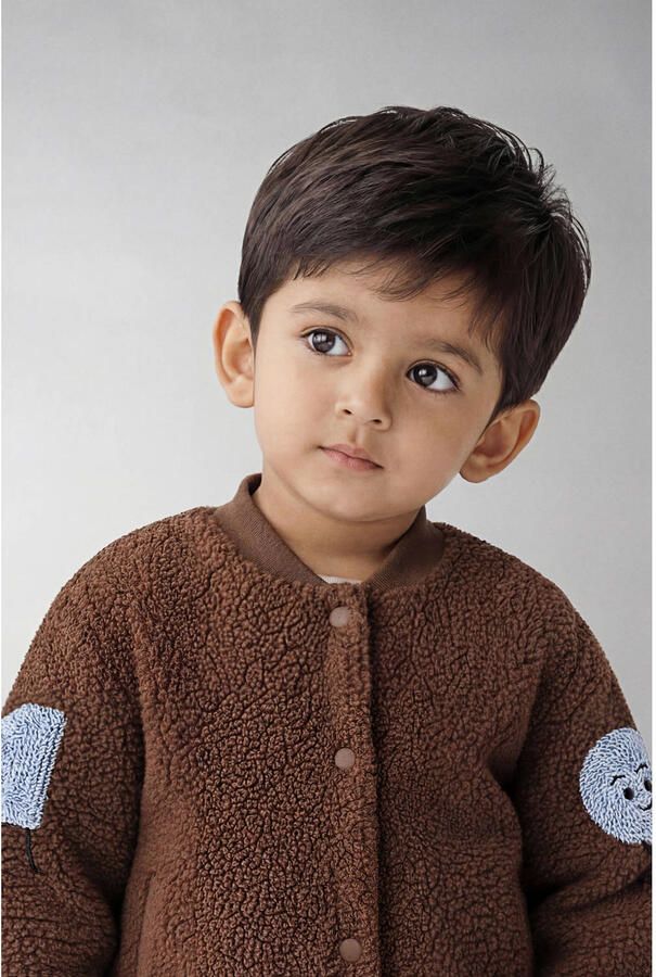 NAME IT MINI teddy baseball jacket bruin Jas Jongens Polyester Klassieke kraag - Foto 3