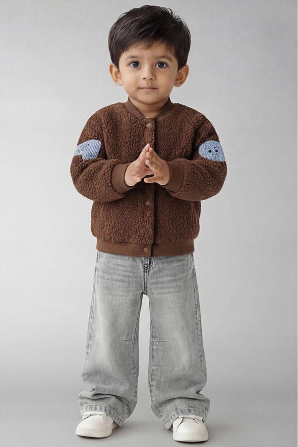 NAME IT MINI teddy baseball jacket bruin Jas Jongens Polyester Klassieke kraag