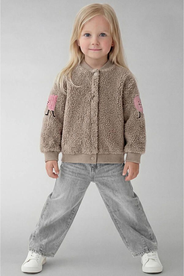 NAME IT MINI teddy baseballjack beige Jas Effen