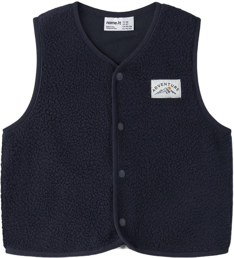 NAME IT MINI teddy gilet donkerblauw