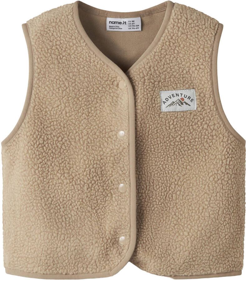 NAME IT MINI teddy gilet lichtbruin