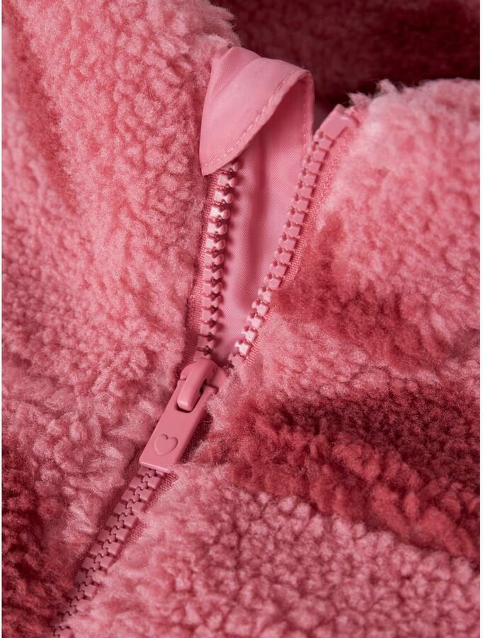 NAME IT MINI teddy jas met hartjes roze - Foto 3