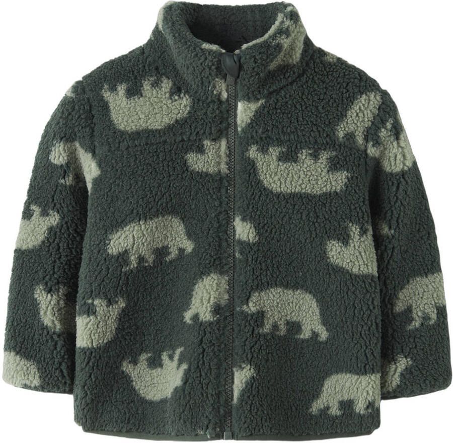 NAME IT MINI teddy jas met print groen