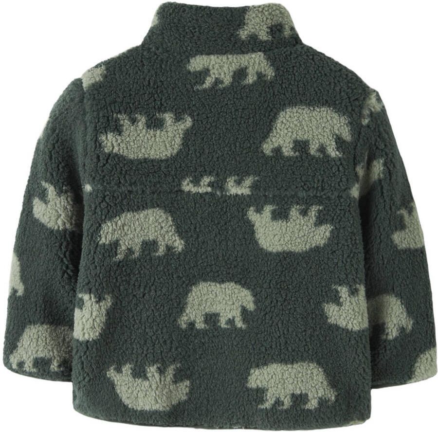 NAME IT MINI teddy jas met print groen - Foto 2