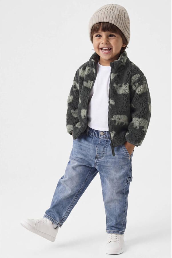 NAME IT MINI teddy jas met print groen All over print - Foto 2