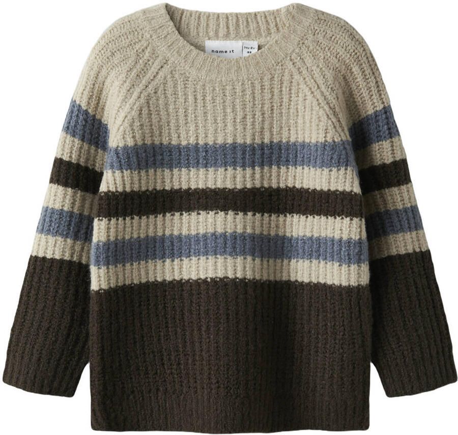 NAME IT MINI trui donkerbruin grof gebreid