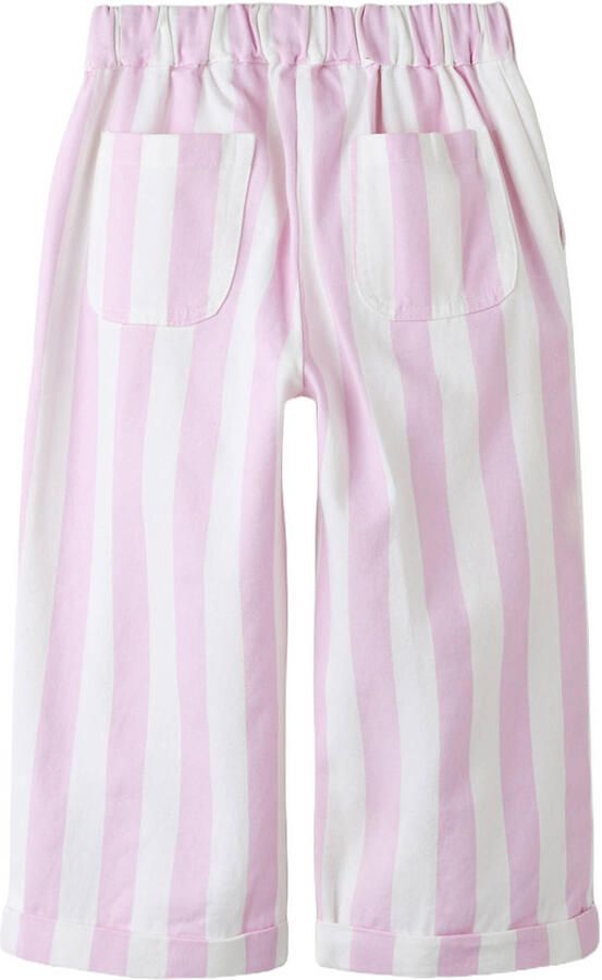 NAME IT MINI wide leg high waist gestreepte casual broek roze - Foto 2