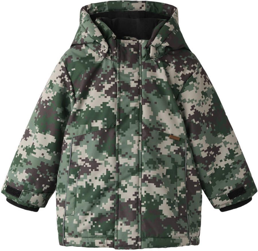 NAME IT MINI winterparka met print groen bruin beige
