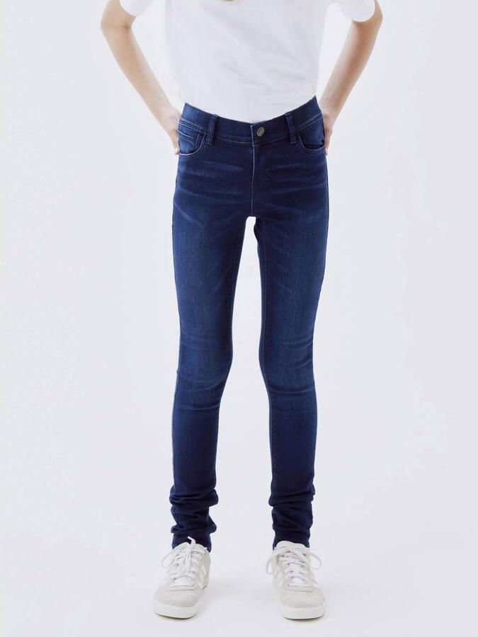 Name it skinny jeans NKFPOLLY dark blue denim Blauw Meisjes Stretchdenim 104 - Foto 2