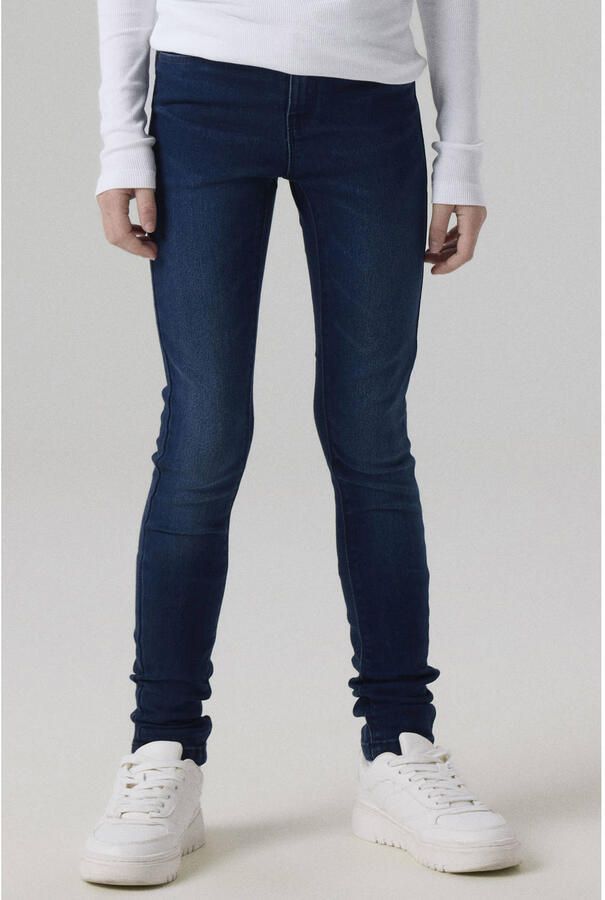 Name it skinny jeans NKFPOLLY dark blue denim Blauw Meisjes Stretchdenim 134 - Foto 4