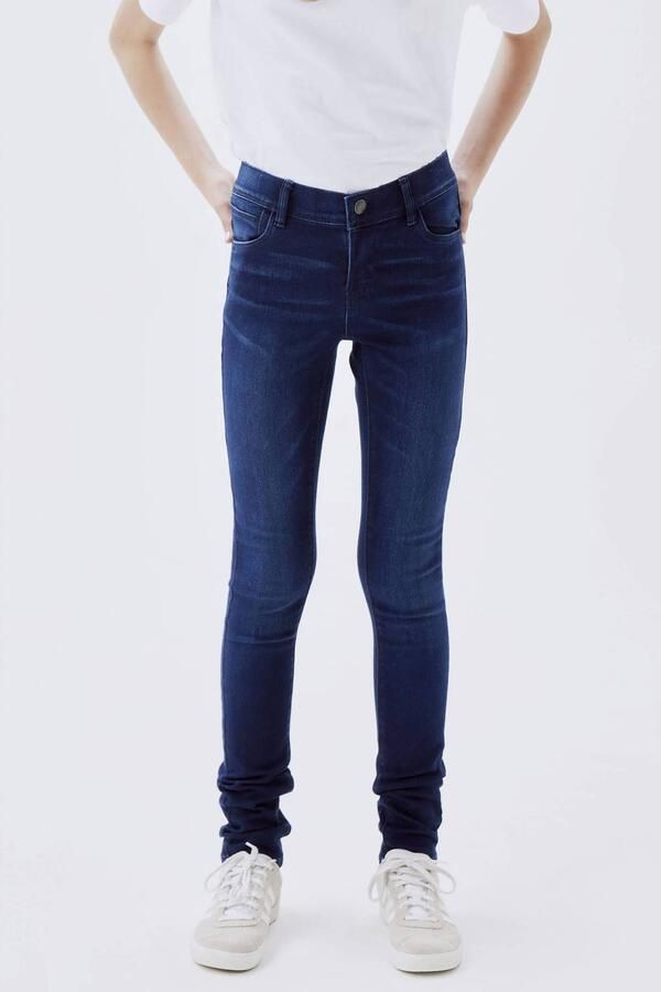Name it skinny jeans NKFPOLLY dark blue denim Blauw Meisjes Stretchdenim 116 - Foto 3