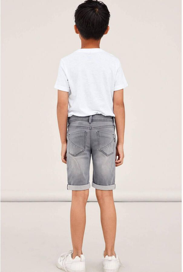 Name it KIDS slim fit jeans bermuda NKMSOFUS medium grey denim short Grijs Jongens Stretchdenim 116 - Foto 2