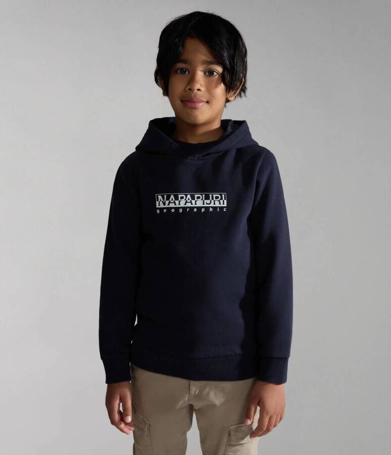 Napapijri hoodie K B-BOX H 1 met logo donkerblauw Sweater Jongens Sweat (duurzaam) Capuchon 176
