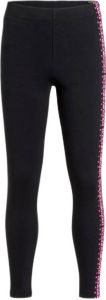 Napapijri low waist legging Drammen met zijstreep zwart fuchsia