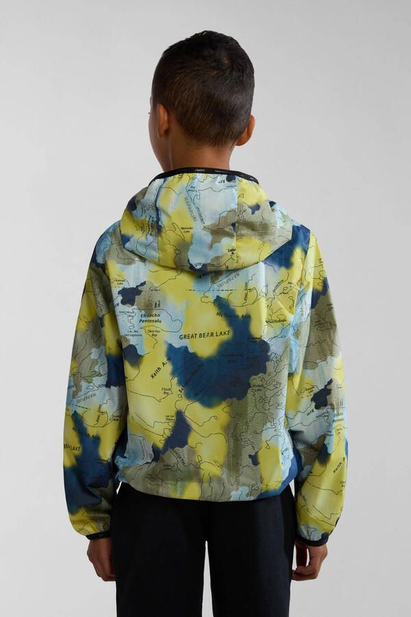 Napapijri zomerjas met camouflageprint donkerblauw geel groen