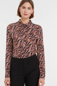 NED blouse Milaras met all over print zwart paars oranje