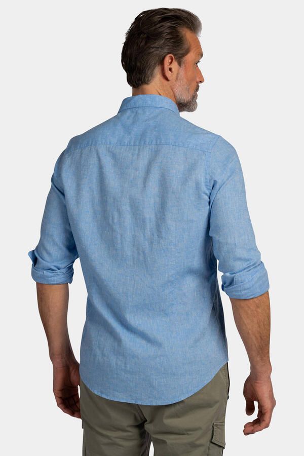 New Zealand Auckland regular casual overhemd met linnen blauw - Foto 2