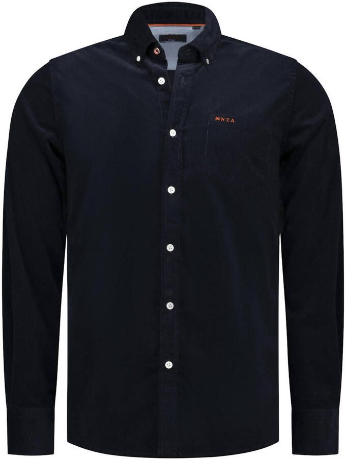 New Zealand Auckland regular fit corduroy overhemd donkerblauw