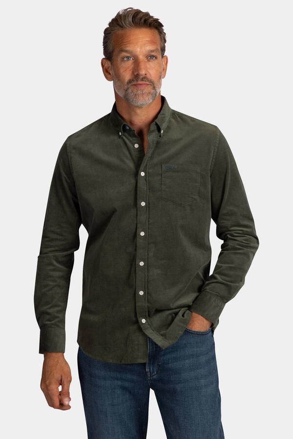 New Zealand Auckland regular fit corduroy overhemd ranger green