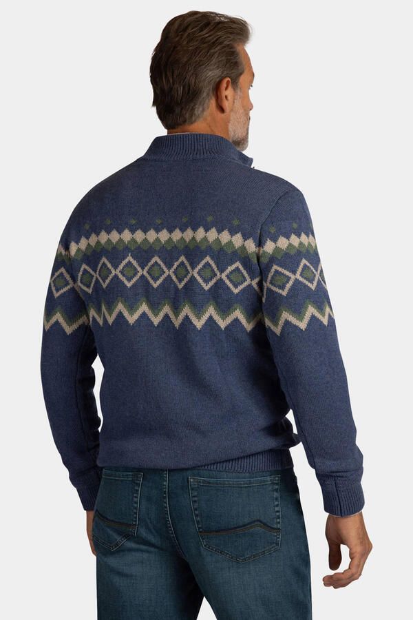New Zealand Auckland regular fit gebreide noorse trui met print blauw - Foto 2