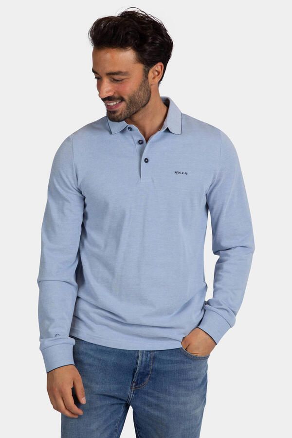New Zealand Auckland regular fit gemêleerde polo lichtblauw