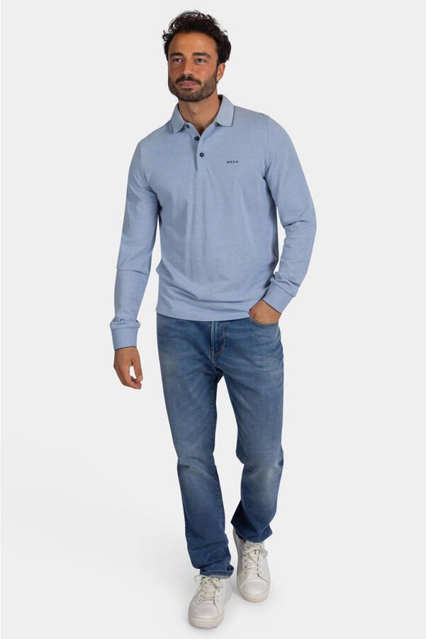 New Zealand Auckland regular fit gemêleerde polo lichtblauw - Foto 2