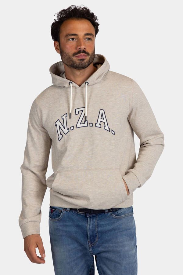 New Zealand Auckland regular fit hoodie met print tan sand