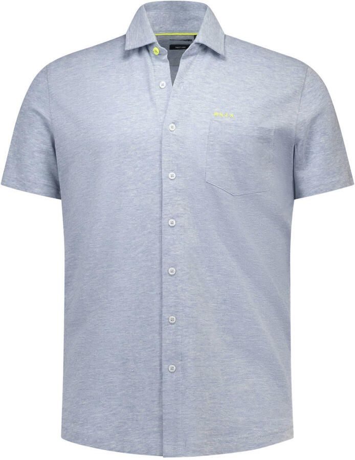 New Zealand Auckland regular fit overhemd met linnen blauw