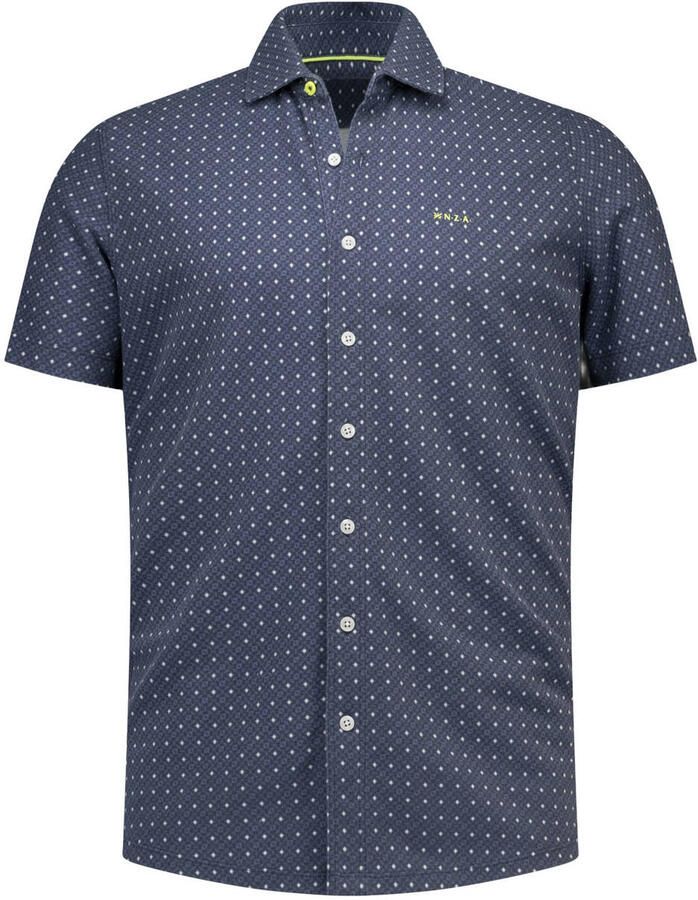 New Zealand Auckland regular fit overhemd met print donkerblauw