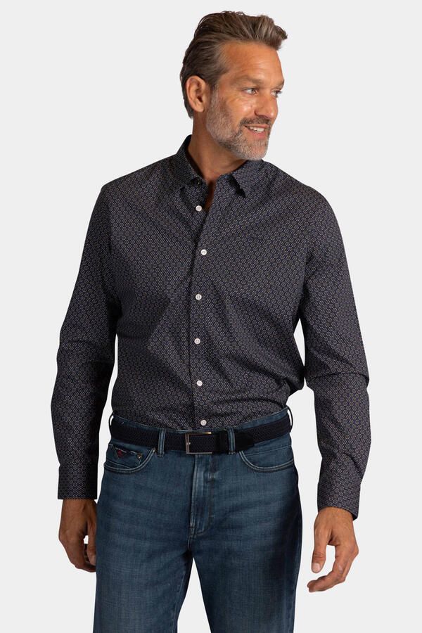 New Zealand Auckland regular fit overhemd met print donkerblauw