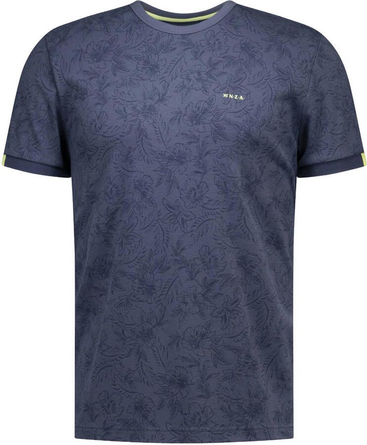 New Zealand Auckland regular fit T-shirt met geribde boorden donkerblauw