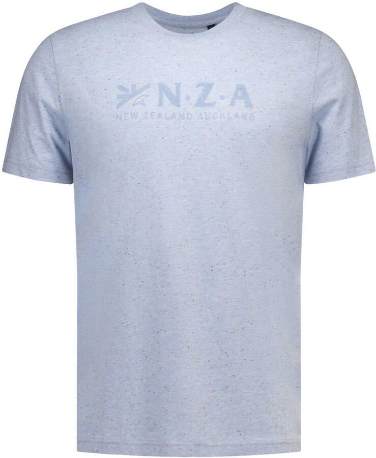 New Zealand Auckland regular fit T-shirt met logo blauw gemêleerd