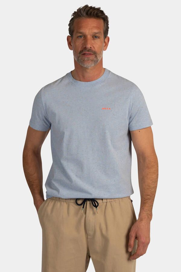 New Zealand Auckland regular fit T-shirt met logo blauw gemêleerd