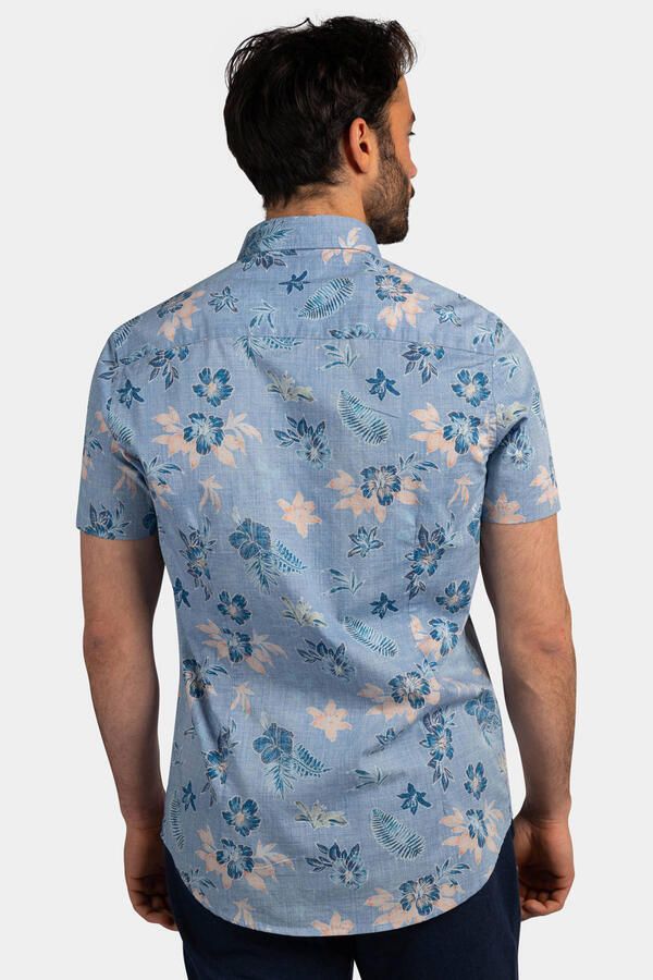 New Zealand Auckland regular gebloemd casual overhemd blauw - Foto 2