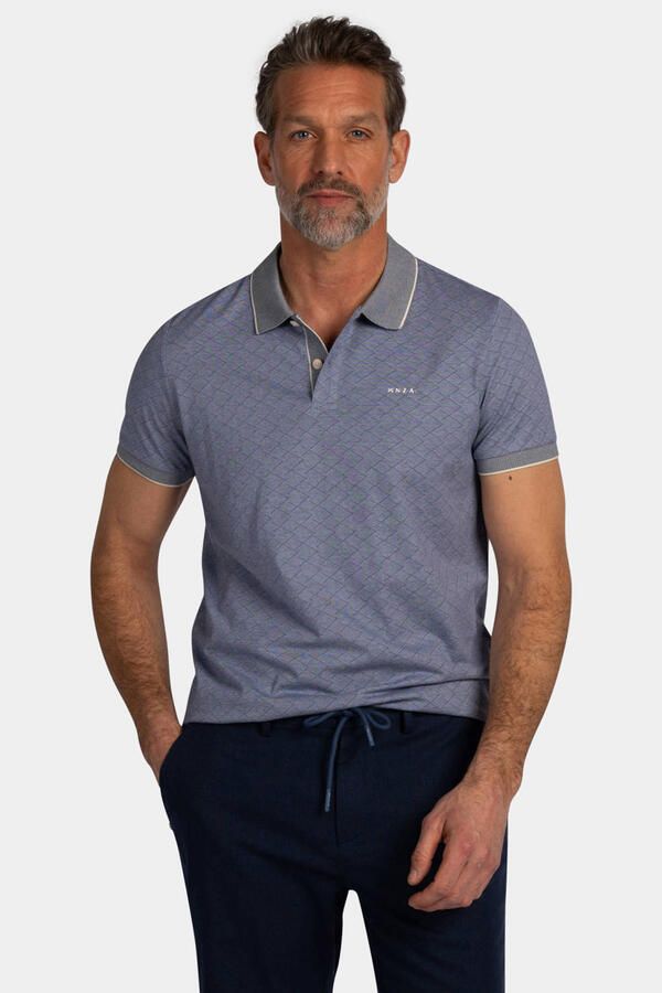 New Zealand Auckland regular polo met ingebreid patroon donkerblauw