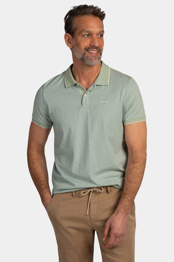 New Zealand Auckland regular polo met ingebreid patroon groen - Foto 2