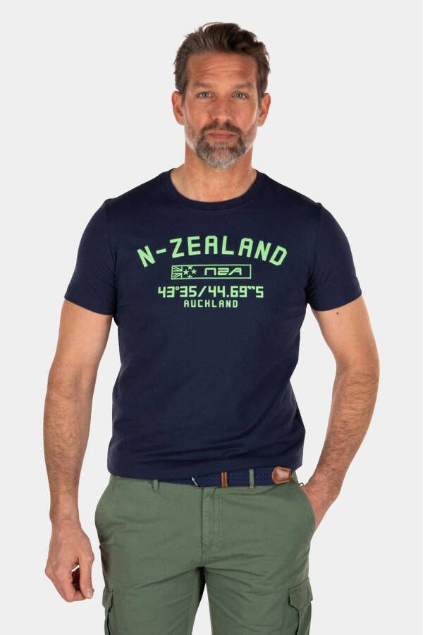 New Zealand Auckland regular fit T-shirt Caslani met logo key navy
