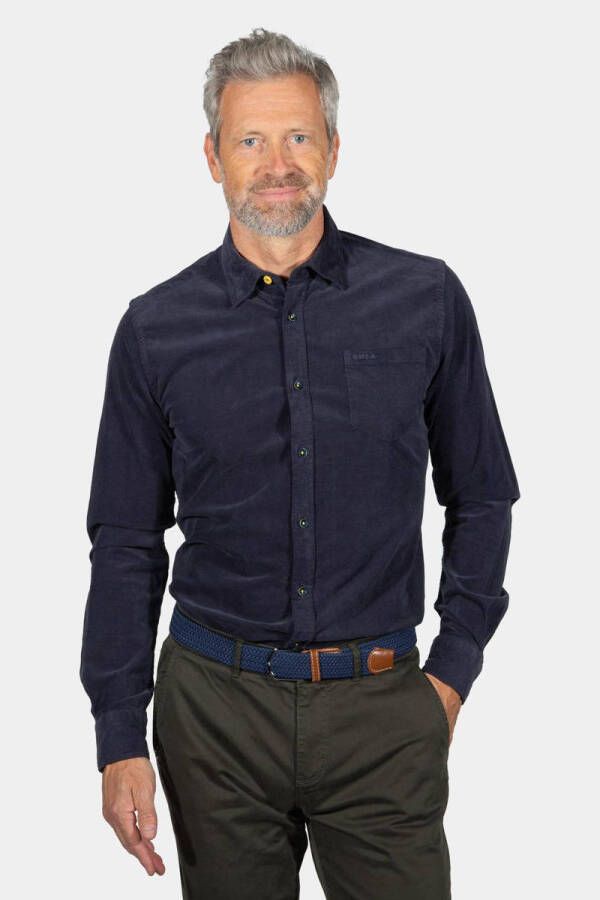 New Zealand casual overhemd Opouawe normale fit donkerblauw effen katoen