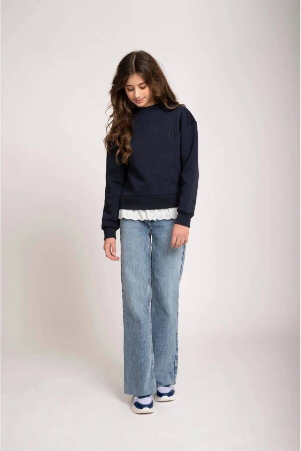 NIK&NIK sweater Penny donkerblauw Effen 140 | Sweater van