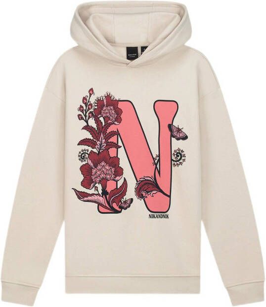 NIK&NIK hoodie Floral met biologisch katoen beige Sweater Meisjes Katoen (biologisch) Capuchon 152